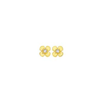 9ct Gold Cubic Zirconia Flower Stud Earrings