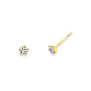 9ct Gold Star Cubic Zirconia Stud Earrings