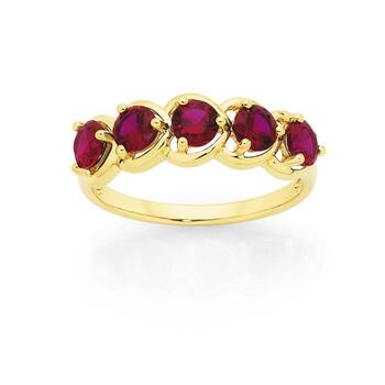 9ct Gold Created Ruby Ring