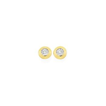 9ct Gold Diamond Bezel Stud Earrings