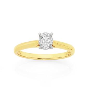 9ct Gold Diamond Oval Shape Ring