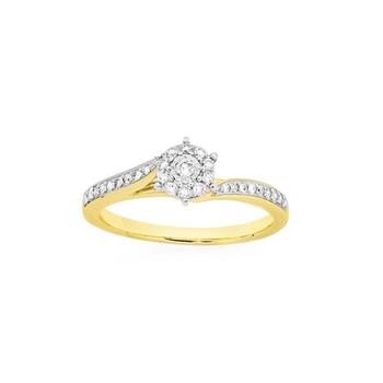 9ct Gold Diamond Swirl Engagement Ring