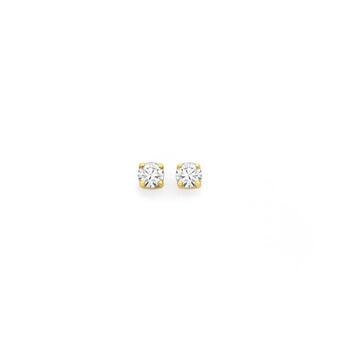9ct Gold Diamond 4 Claw Stud Earrings