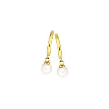 9ct Gold Cultured Freshwater Pearl Half Hoop Stud Earrings