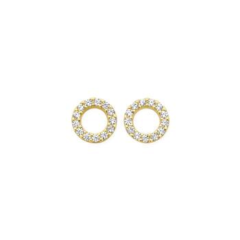 9ct Gold Cubic Zirconia Open Circle Stud Earrings