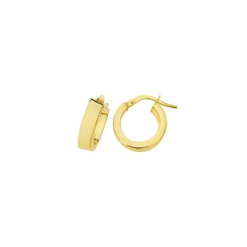 9ct Gold 10mm Rectangle Tube Hoop Earrings