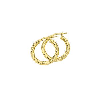 9ct Gold 15mm Tight Twist Hoop Earrings