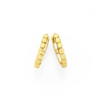 9ct Gold Dotted Front Huggie Earrings