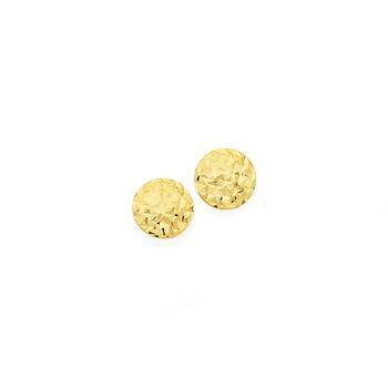 9ct Gold 6mm Diamond-Cut Button Stud Earrings