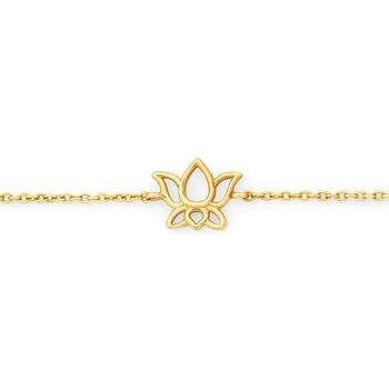 9ct Gold 19cm Lotus Flower Solid Trace Bracelet