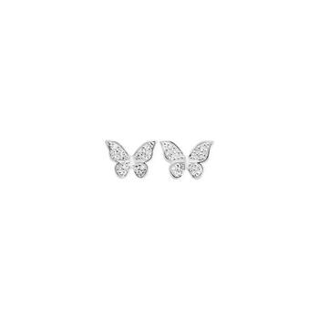 Sterling Silver Pave Cubic Zirconia Butterfly Stud Earrings