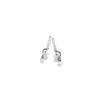 Sterling Silver Cubic Zirconia Seahorse Oxi Drop Hook Earrings