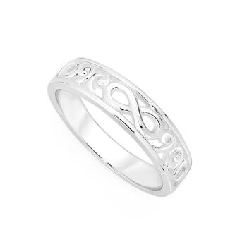 Sterling Silver Infinity Scroll Ring Size P