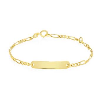 9ct Gold 14cm Figaro 3+1 ID Bracelet