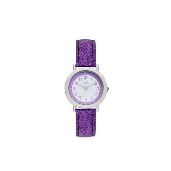 Elite Kids Purple Glitter Strap Watch