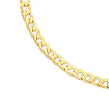 9ct Gold Men's 55cm Solid Bevelled Curb Chain