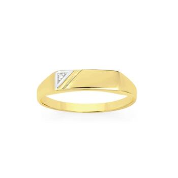 9ct Gold Diamond Men's Signet Ring