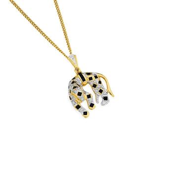 9ct Gold Natural Sapphire & Diamond Leopard Pendant