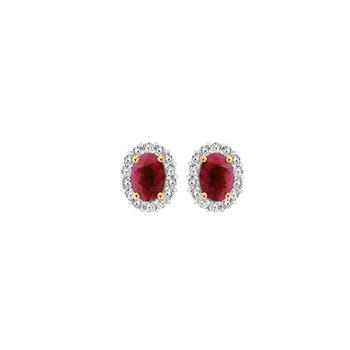 9ct Gold Natural Ruby & .50ct Diamond Earrings