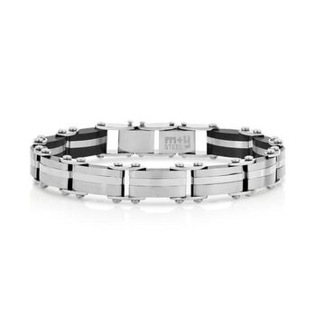 M+Y Steel Black & Silver Bar Bracelet