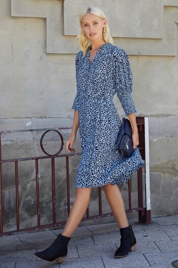 Emerge Mock Wrap 3/4 Sleeve Dress