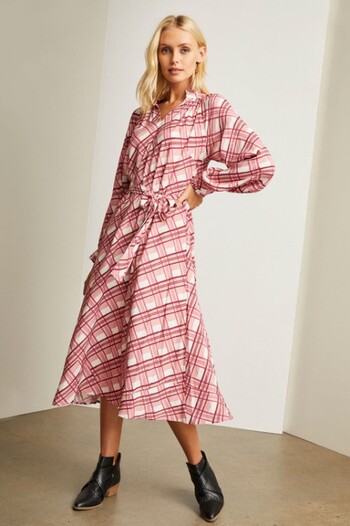 Emerge Ruffle Tie Neck Midi Dress