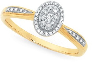 9ct Gold Diamond Oval Shape Shoulder Set Ring