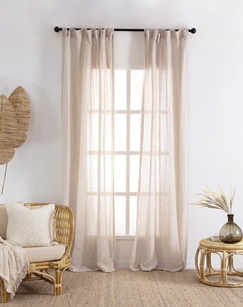 Washed Linen Sheer Curtain Pair Natural