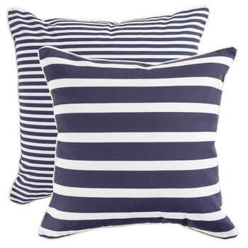 Sundays Aegean Stripe Navy Small Outdoor Cushion by Pillow Talk