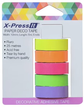 X-Press It Deco Tape Fluoro 5 Pack