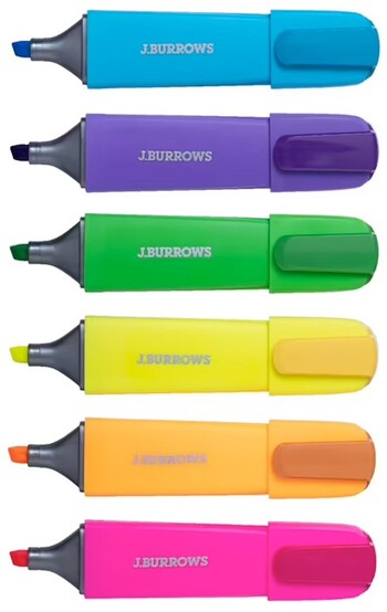 J.Burrows Chisel Highlighters 6 Pack