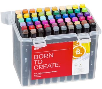 Born Dual-Tip Graphic Design Markers 60 Pack