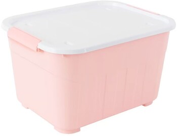 Otto Stackable Storage Tub on Wheels 52L Light Pink