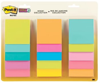Post-it Super Sticky Notes 76x76mm Assorted 15 Pack