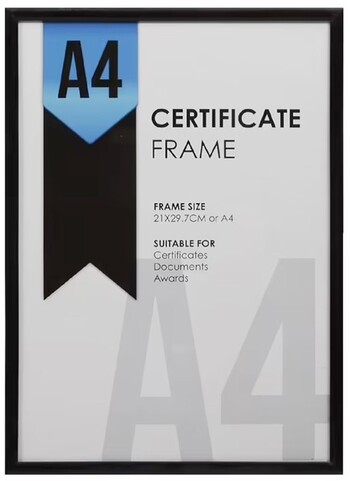 A4 Certificate Frame Black
