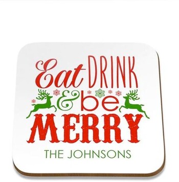 Personalised Eat Drink Square Coaster - Set Of 4