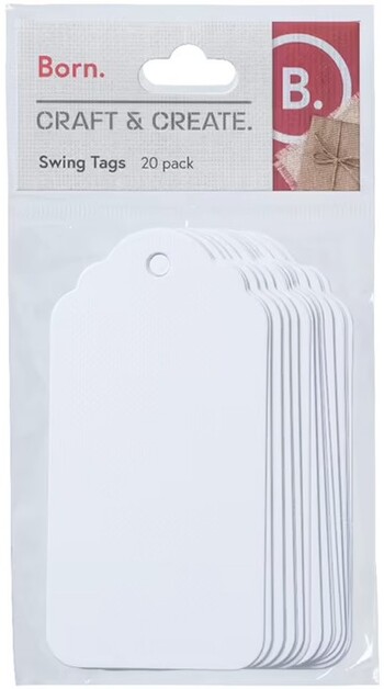 Born Swing Tags 20 Pack White