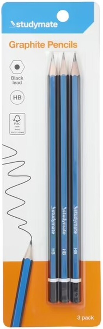 Studymate Graphite Pencils HB 3 Pack