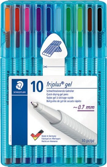 Staedtler Triplus Gel Pens 0.7mm Assorted 10 Pack