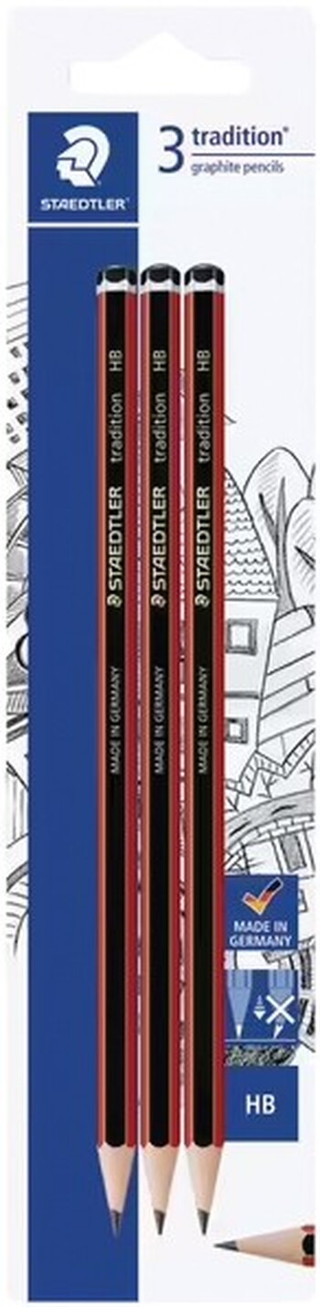 Staedtler Tradition Graphite Pencils HB 3 Pack
