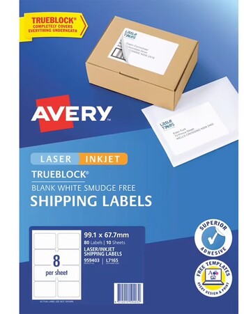 Avery 8UP Inkjet Laser Internet Shipping Labels 10 Sheets