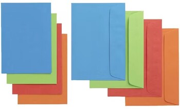 Quill A6 Scored Cards & Envelopes Assorted Colours 8 Pack