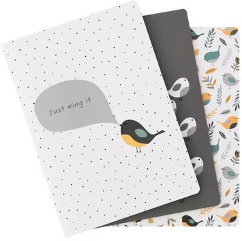 Otto Monochrome Birdie A5 Notebook 192 Page 3 Pack