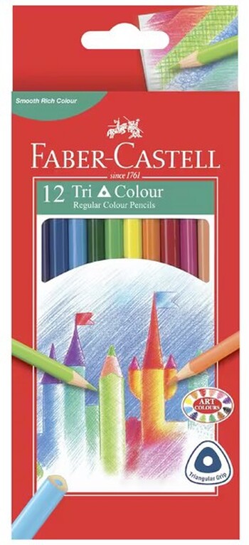 Faber-Castell Triangular Coloured Pencils 12 Pack