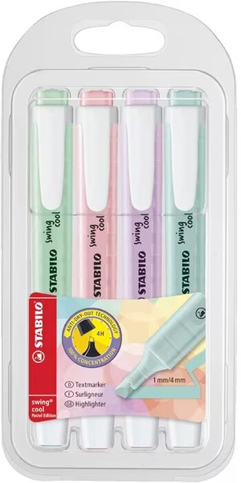 Stabilo Swing Cool Highlighters Pastel 4 Pack