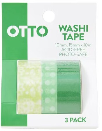 Otto Washi Tape Green 3 Pack
