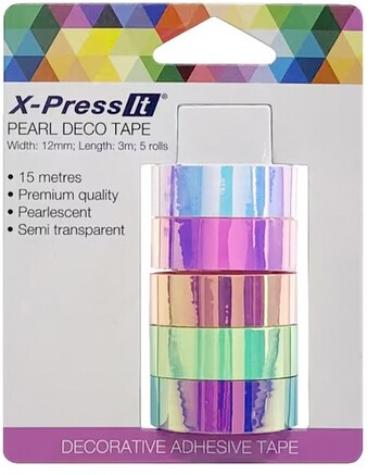 X-Press It Decorator Tape 12mm x 3m Pearl 5 Pack