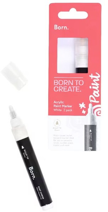 Born Acrylic Paint Marker 5mm White 2 Pack