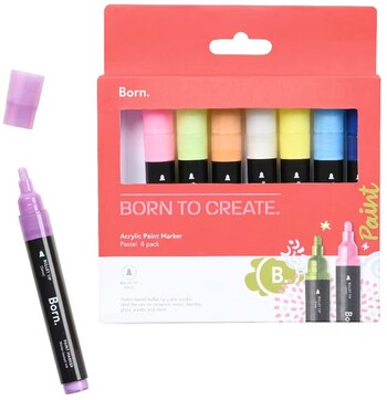 Born Acrylic Paint Marker 5mm Pastels 8 Pack
