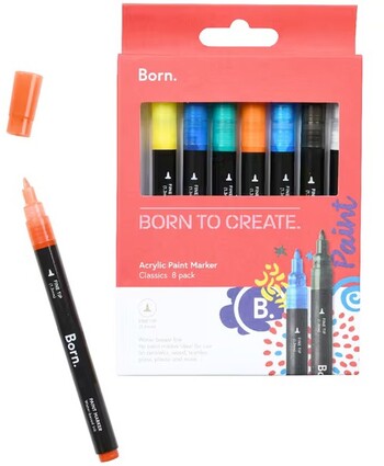 Born Acrylic Paint Marker 1.3mm Classics 8 Pack